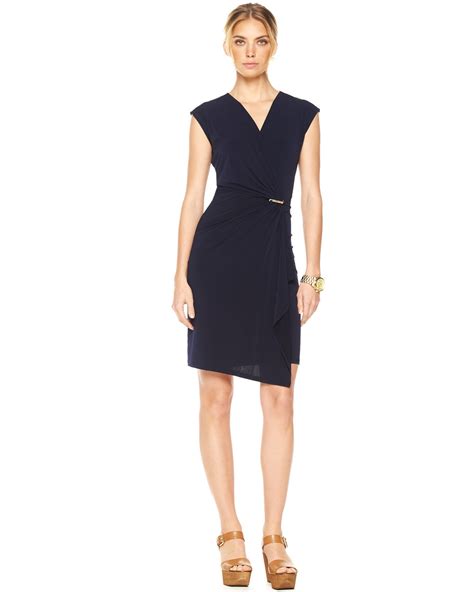 michael kors navy blue eyelet dress|michael kors blue dresses.